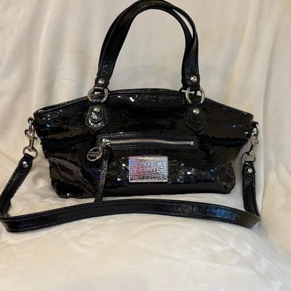 Coach | Bags | Coach Poppy Spotlight Black Sequin Satchel | Poshmark